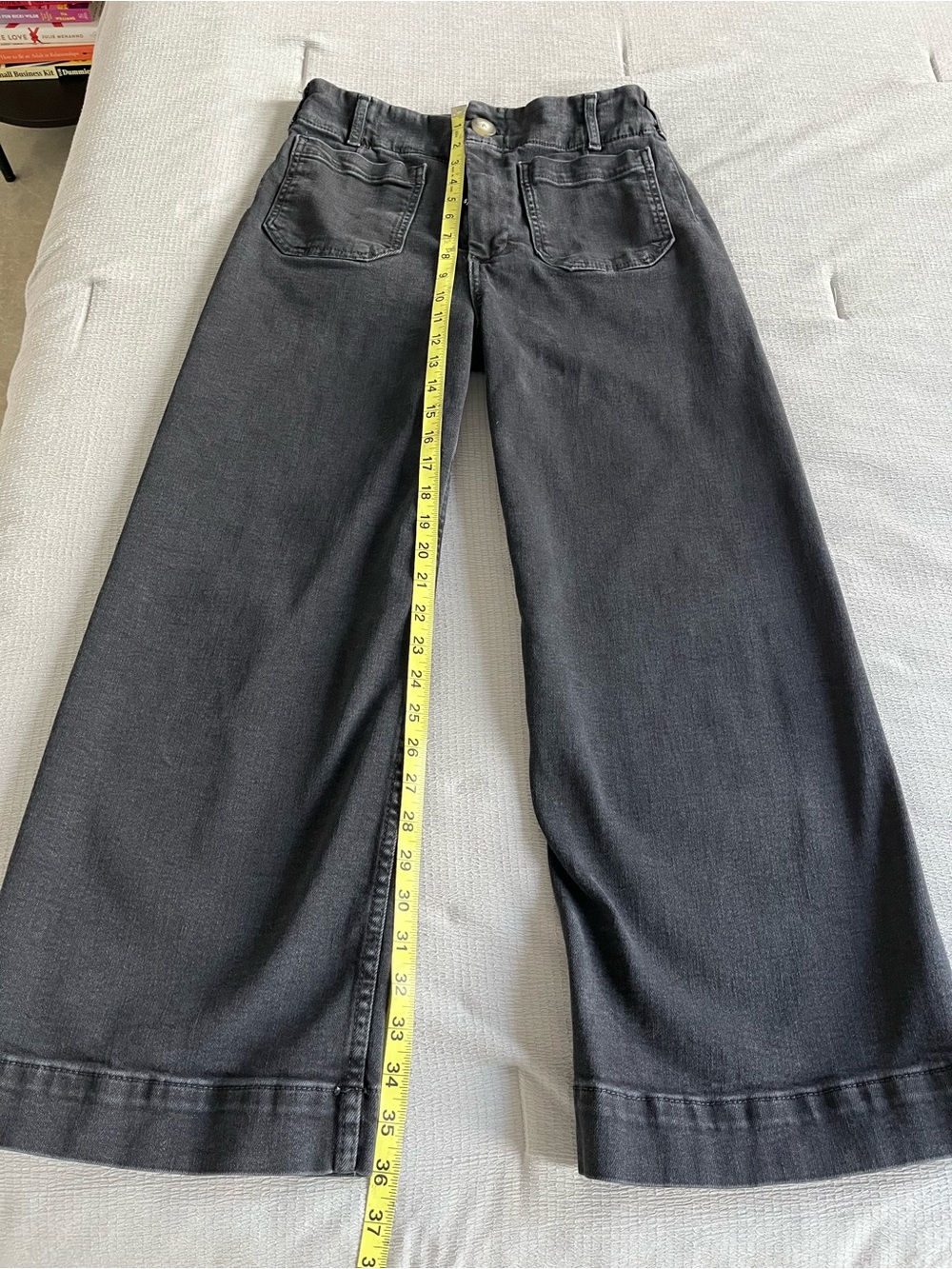 Anthropologie Maeve The Denim Colette Cropped Wide Leg Jeans in Black (Size 27) - Picture 5 of 8